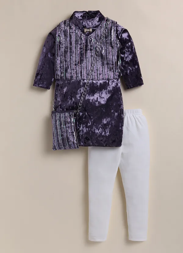 Purple_Velvet_Sequin_Top_Set_With_Leggings_And_Sling_Bag_For_Girls