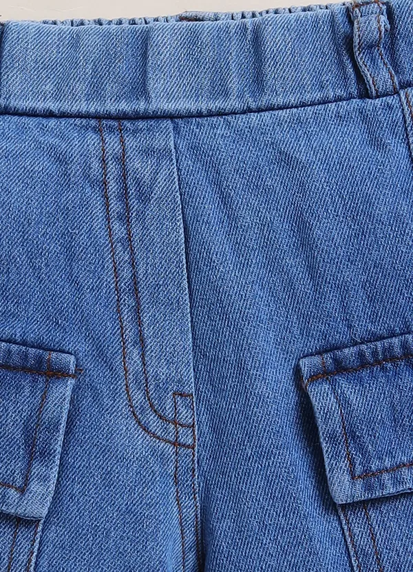 Blue_Denim_Ruffle_Sleeve_Top_And_Shorts_Set_For_Girls