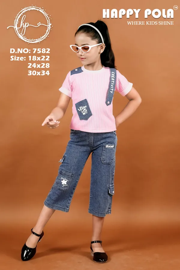Pink_Ribbed_Top_And_Denim_Capri_Set_For_Girls