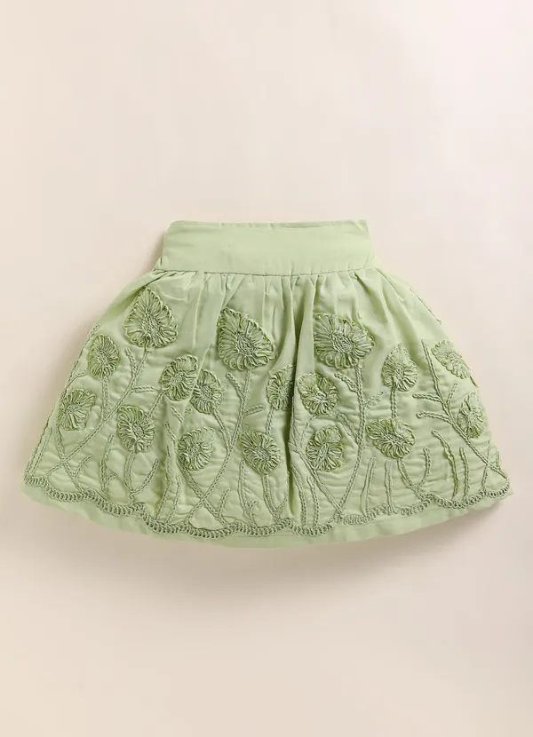 Green_Cotton_Embroidered_Shirt_Skirt_Set_For_Girls