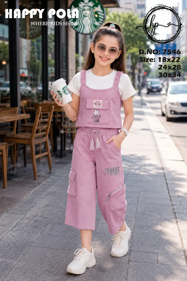 Pink_Cotton_Blend_Dungaree_Set_With_White_Top_For_Girls