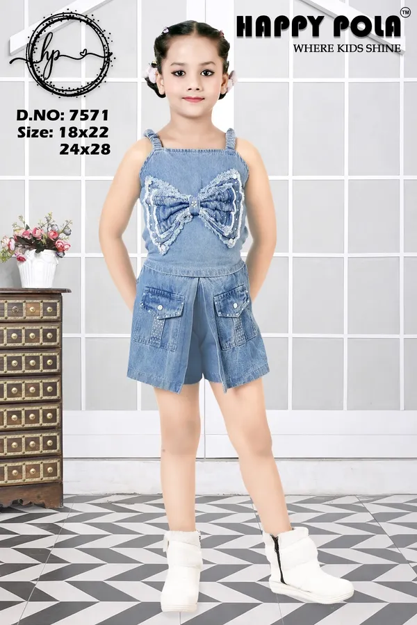 Blue_Denim_Bow_Applique_Sleeveless_Jumpsuit_For_Girls