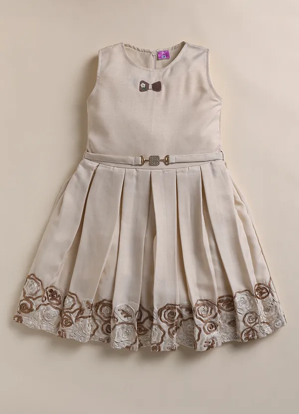 Beige_Cotton_Blend_Embroidered_Dress_With_Jacket_And_Leggings_For_Girls