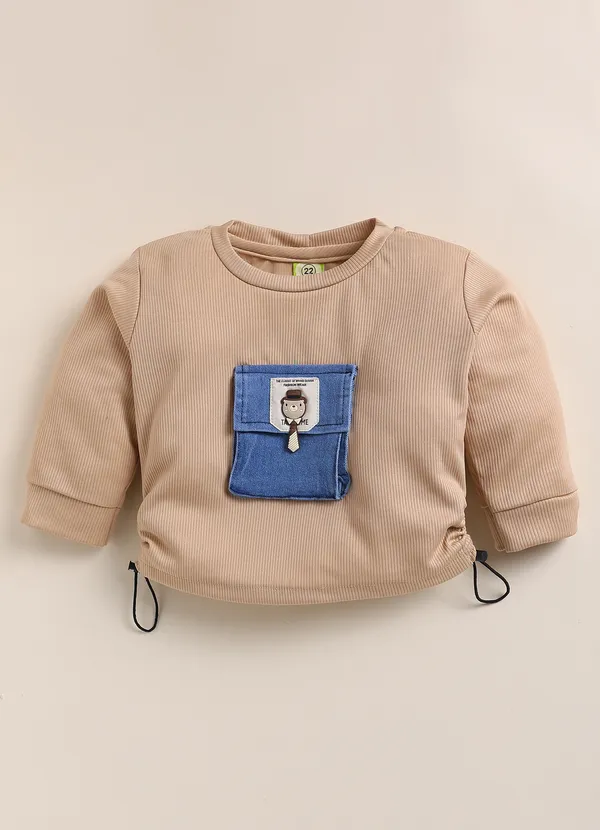 Beige_Ribbed_Cotton_Denim_Pocket_Sweatshirt_For_Kids