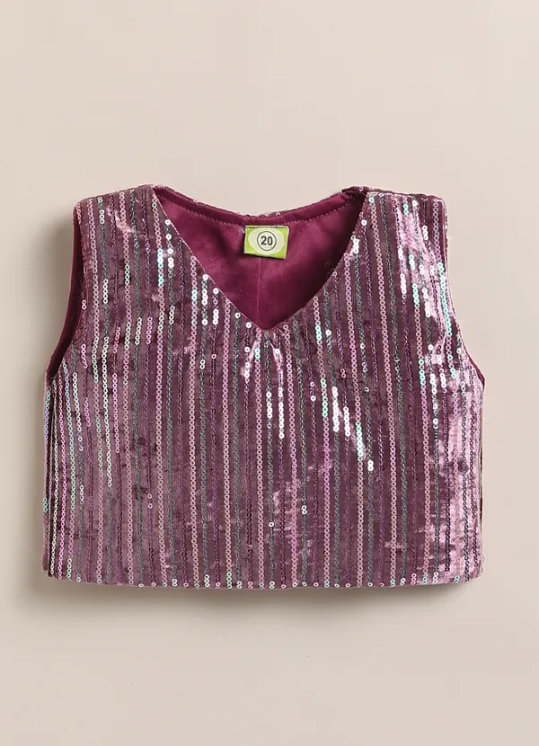 Maroon_Velvet_Sequin_Kurta_With_Pants_And_Sling_Bag_For_Girls