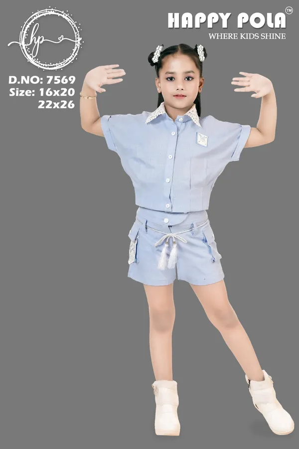 Blue_Cotton_Contrast_Collar_Shirt_And_Shorts_Set_For_Girls
