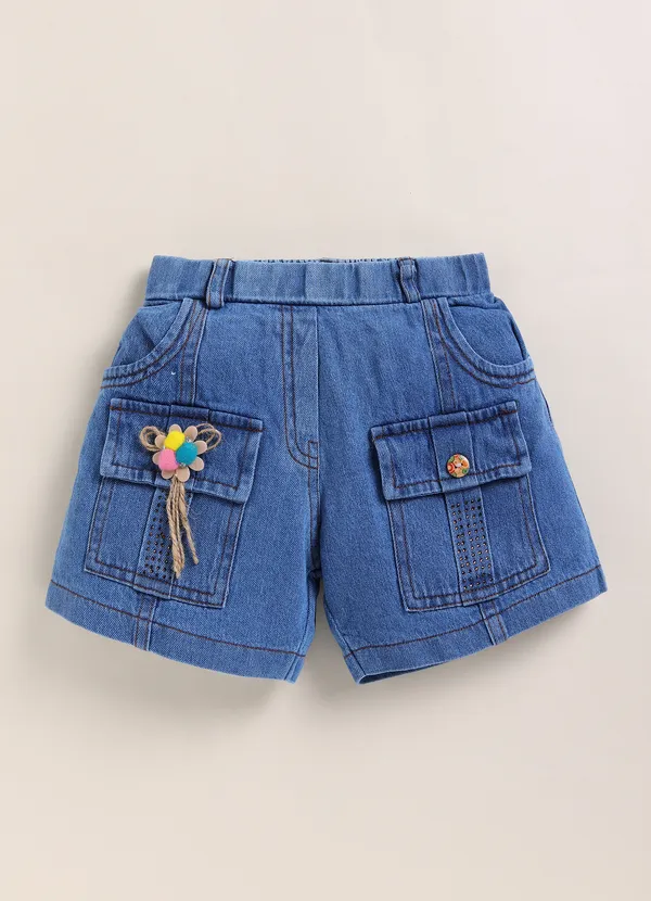 Blue_Denim_Ruffle_Sleeve_Top_And_Shorts_Set_For_Girls