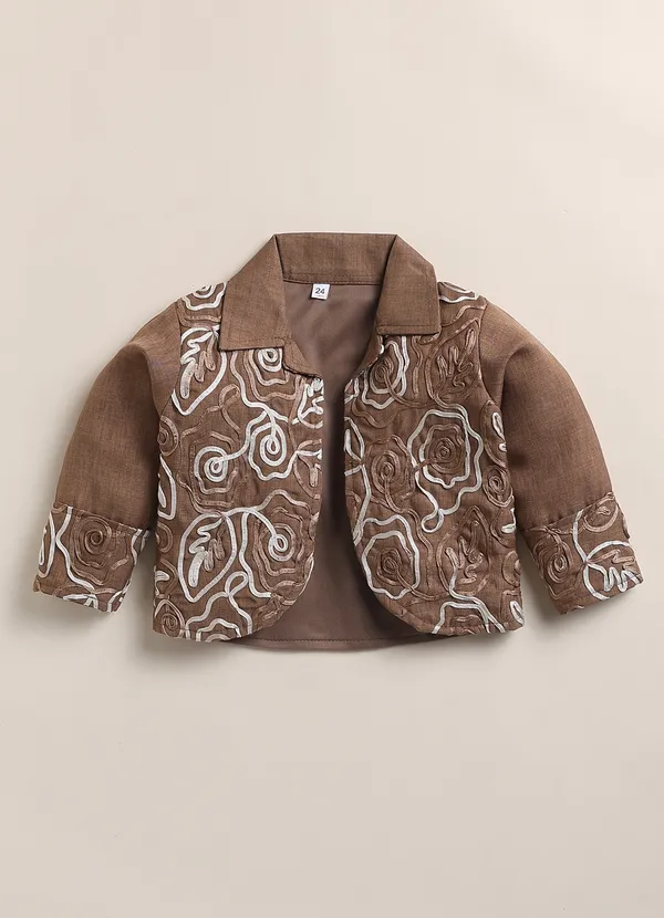 Beige_Cotton_Blend_Embroidered_Dress_With_Jacket_And_Leggings_For_Girls