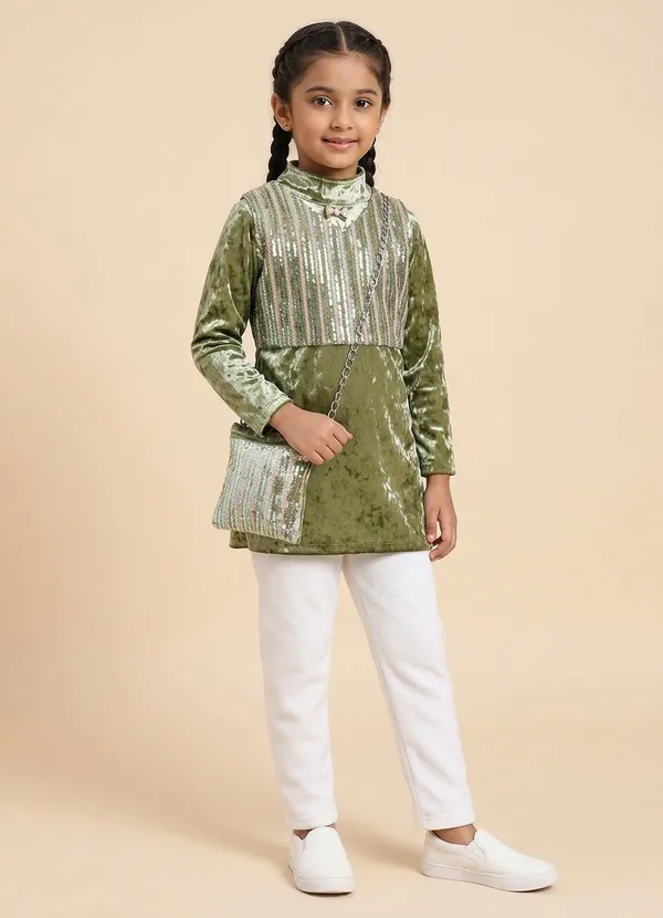 Green_Sequin_Embellished_Sleeveless_Crop_Top_For_Girls