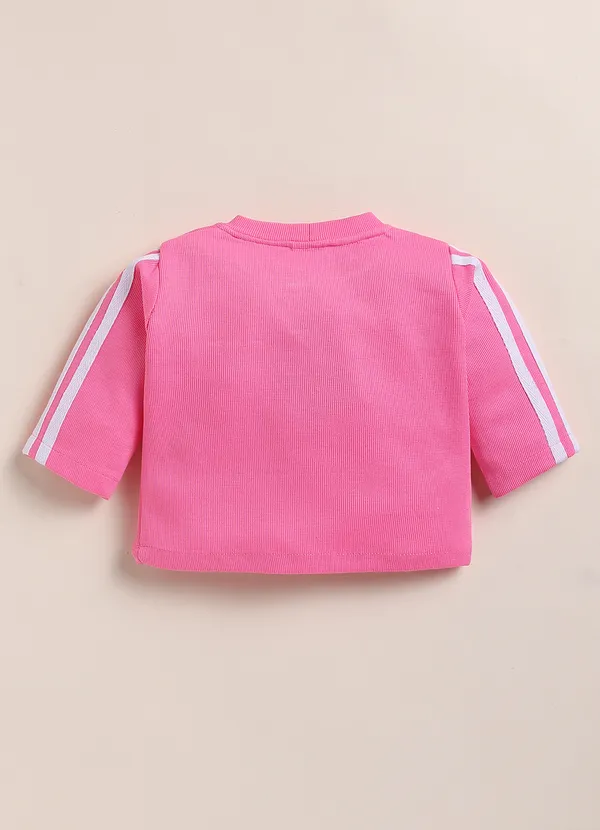 Pink_Ribbed_Cotton_Printed_Top_And_Cargo_Pants_Set_For_Girls
