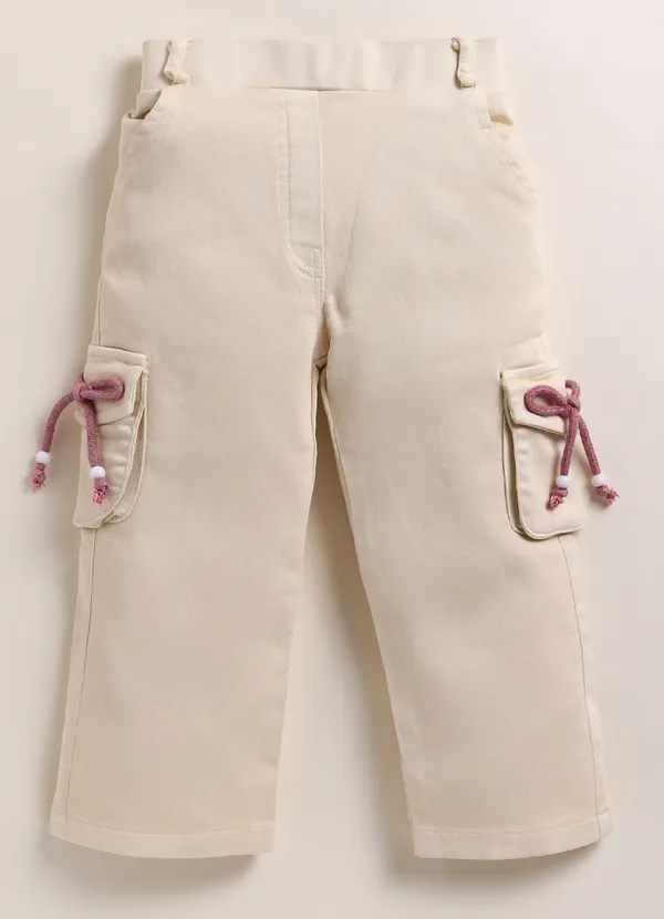 Pink_Embroidered_Shirt_With_Cream_Cargo_Pants_Set_For_Girls