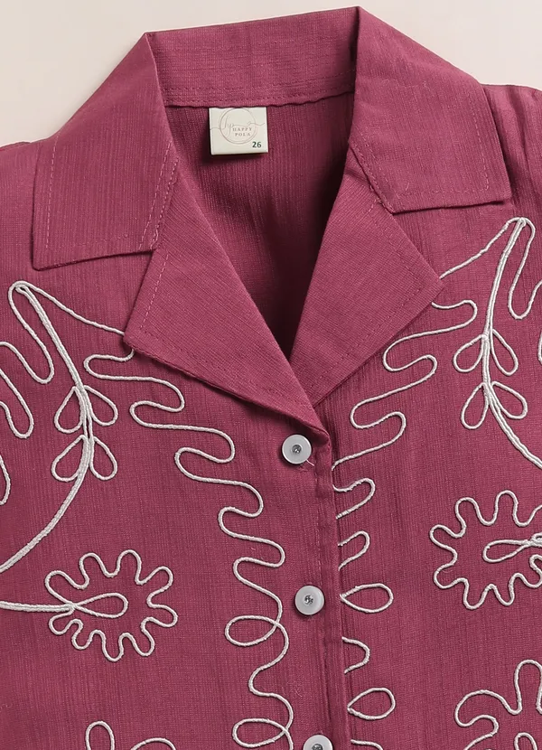 Pink_Embroidered_Shirt_With_Cream_Cargo_Pants_Set_For_Girls