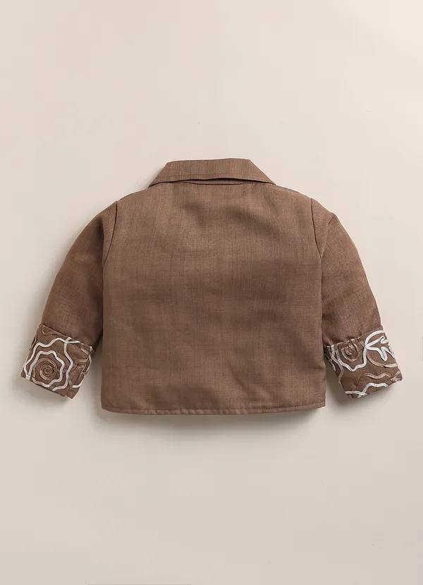 Beige_Cotton_Blend_Embroidered_Dress_With_Jacket_And_Leggings_For_Girls