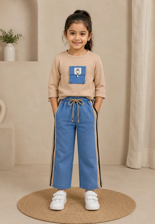 Beige_Ribbed_Cotton_Denim_Pocket_Sweatshirt_For_Kids