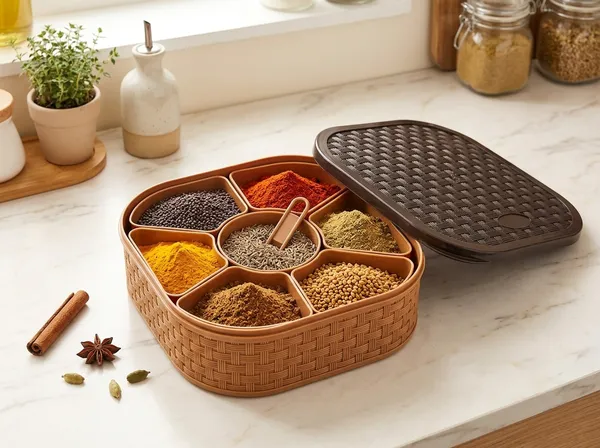 Plastic_Woven_Pattern_Brown_Storage_Basket_With_Lid