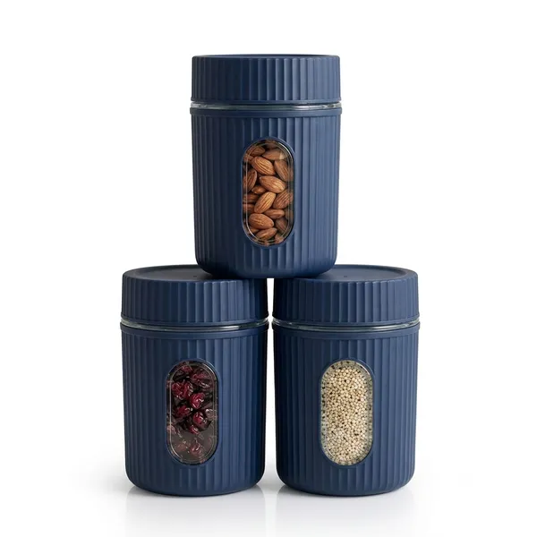 Plastic_Modern_Ribbed_Dark_Blue_Kitchen_Storage_Container_Set_Of_3