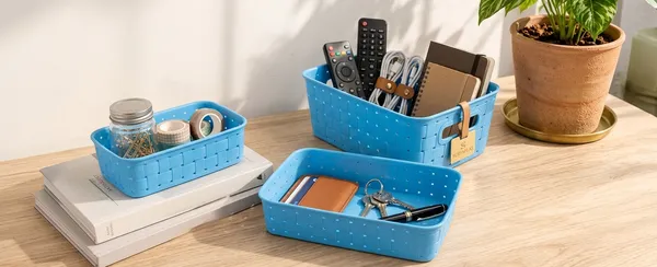Plastic_Modern_Perforated_Blue_Storage_Basket_Set_Of_3
