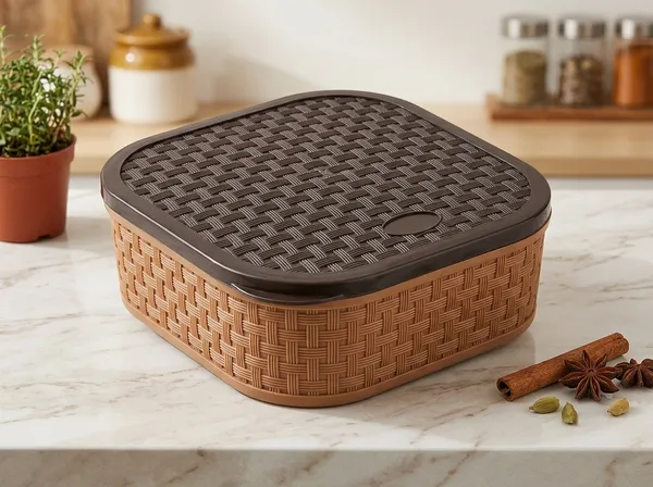 Plastic_Woven_Pattern_Brown_Storage_Basket_With_Lid