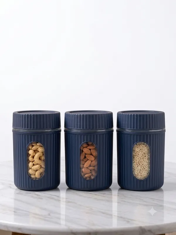 Plastic_Modern_Ribbed_Dark_Blue_Kitchen_Storage_Container_Set_Of_3