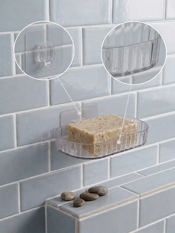 Plastic_Ribbed_Transparent_Wall_Mounted_Soap_Dish