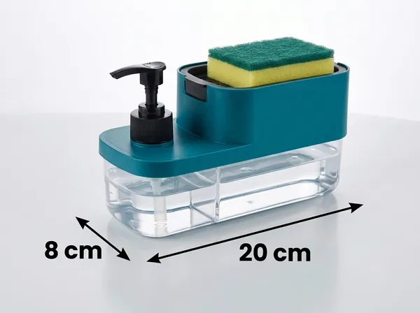 Teal_Plastic_Modern_Sink_Soap_Dispenser_And_Sponge_Holder