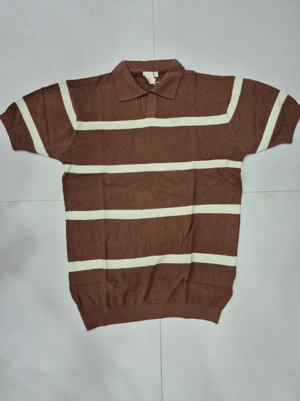 Brown_Knited_Half_Sleeve_Polo_T-Shirt_for_Men