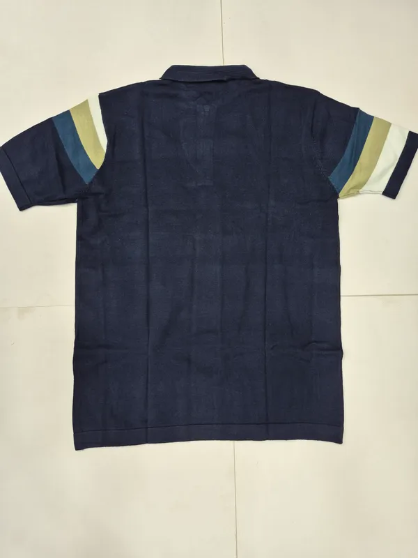 Navy_Blue_Knited_Half_Sleeve_Zip_T-Shirt_for_Men