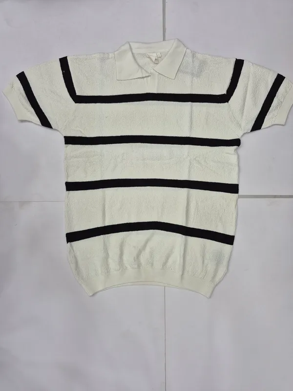 White_Knited_Half_Sleeve_Polo_T-Shirt_for_Men