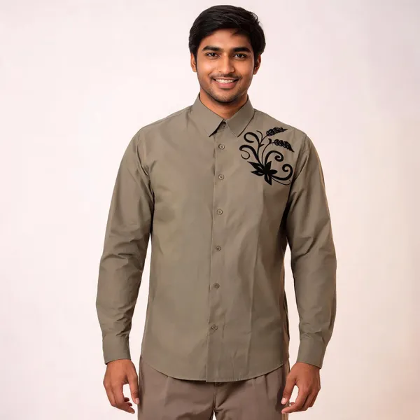 Khaki_Velvet_Embroidery_Full_Sleevs_Shirt_for_Men