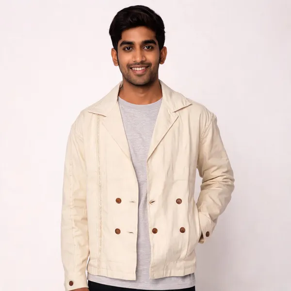 Cream_Four_Button_Jacket_for_Men