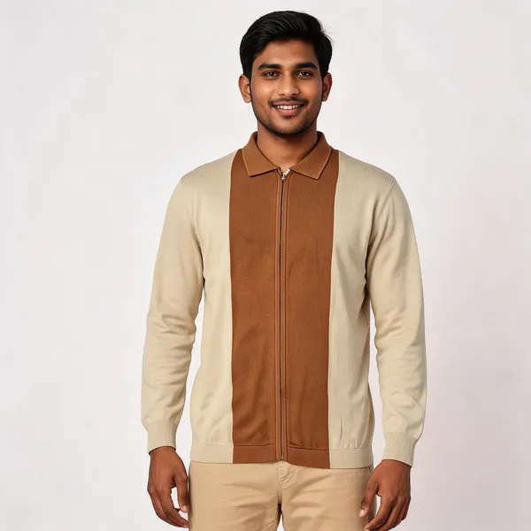 Beige_Knited_Full_Zipper_Full_Sleeve_T-Shirt_for_Men