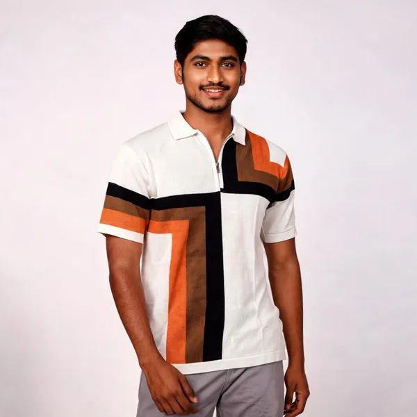 Off_White_Knited_Half_Sleeve_Zip_T-Shirt_for_Men