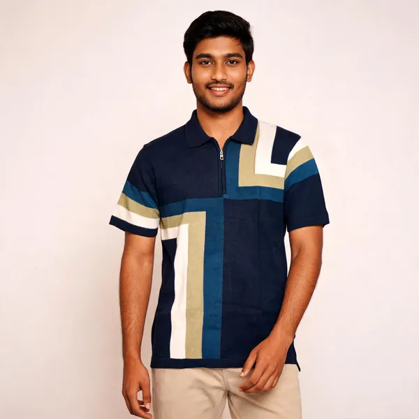 Navy_Blue_Knited_Half_Sleeve_Zip_T-Shirt_for_Men