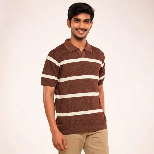 Brown_Knited_Half_Sleeve_Polo_T-Shirt_for_Men