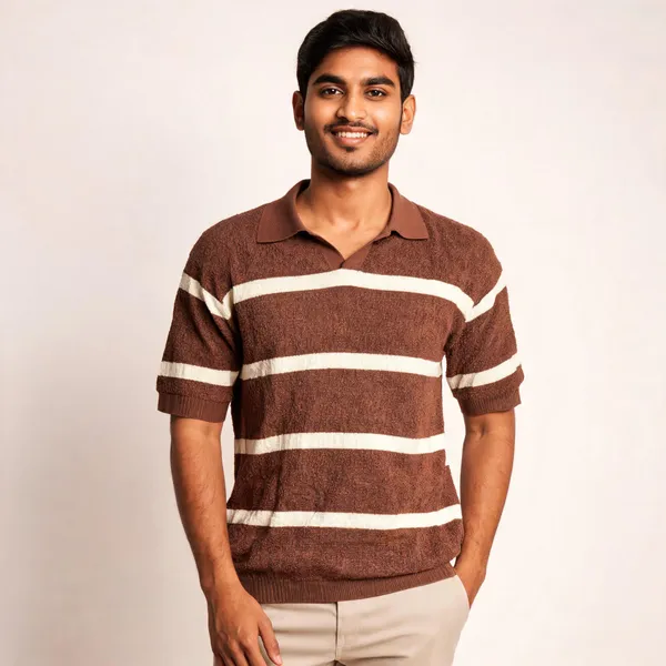 Brown_Knited_Half_Sleeve_Polo_T-Shirt_for_Men