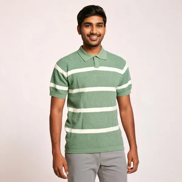 Green_Knited_Half_Sleeve_Polo_T-Shirt_for_Men