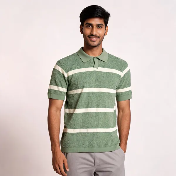 Green_Knited_Half_Sleeve_Polo_T-Shirt_for_Men