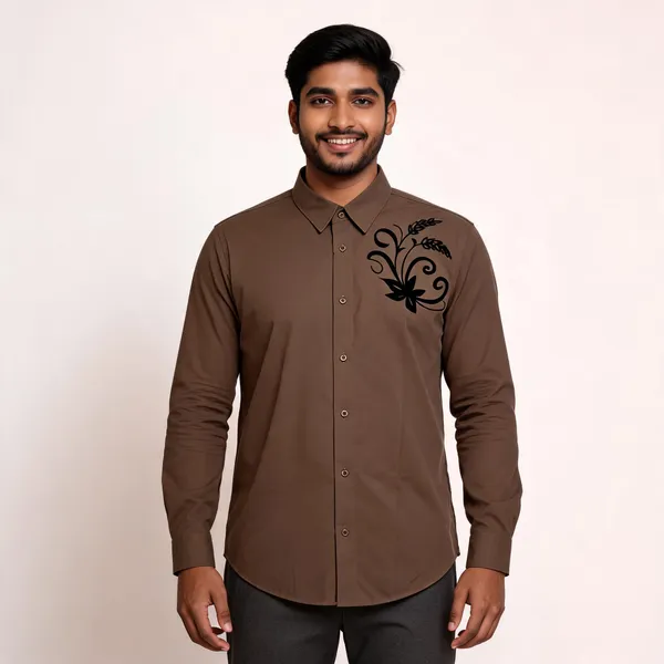 Brown_Velvet_Embroidery_Full_Sleeve_Shirt_for_Men
