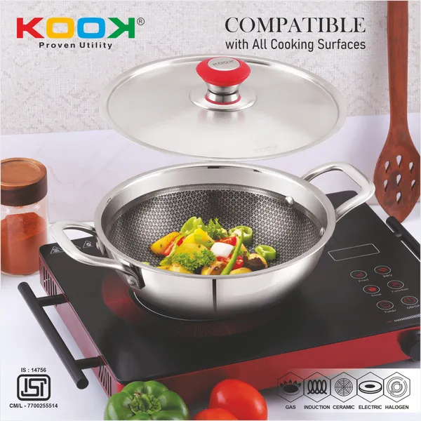 TRIPLYNONSTICK_(HONEY_COMB)_DEEP_KADAI_WITH_STAINLESS_STEEL_LID