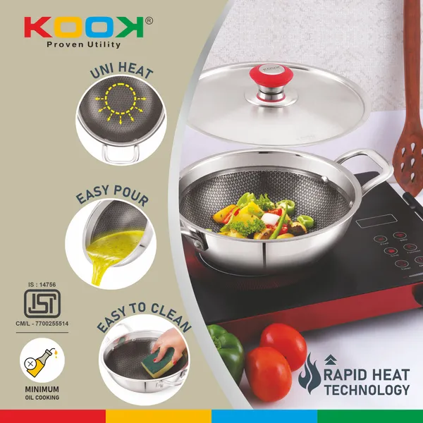 TRIPLYNONSTICK_(HONEY_COMB)_DEEP_KADAI_WITH_STAINLESS_STEEL_LID