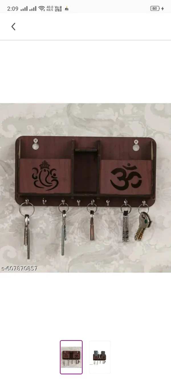Wood_Brown_Ganesha_Om_Engraved_Wall_Mounted_Key_Holder_Mobile_Stand