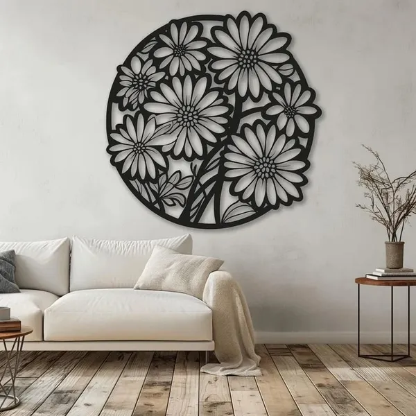 Metal_Modern_Daisy_Floral_Laser_Cut_Round_Wall_Art_Panel
