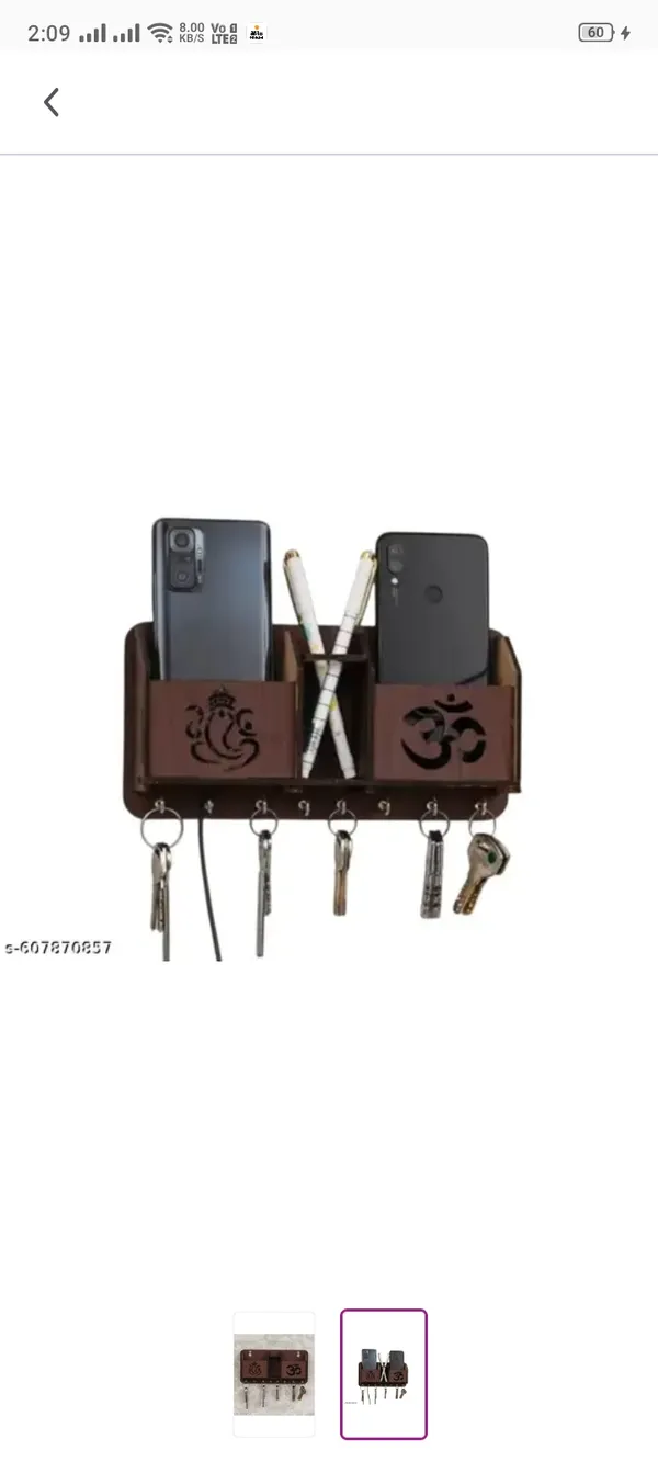 Wood_Brown_Ganesha_Om_Engraved_Wall_Mounted_Key_Holder_Mobile_Stand