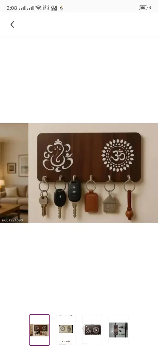 Wood_Traditional_Ganesha_Om_Wall_Mounted_Key_Holder_6_Hooks