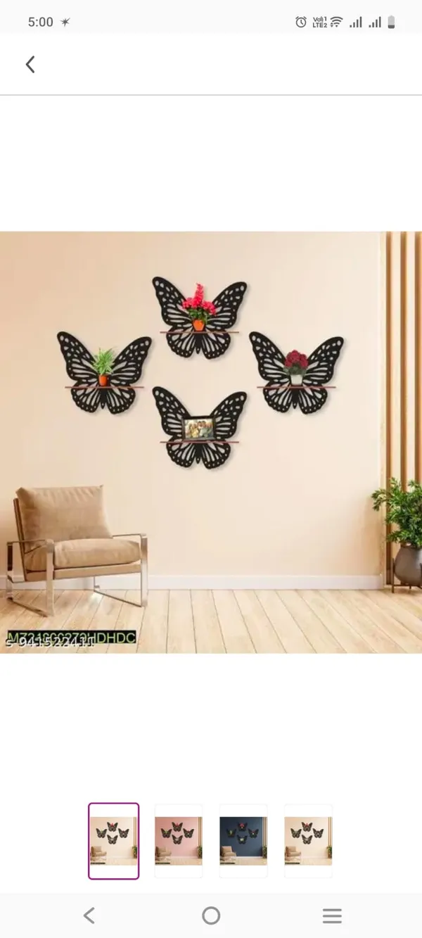 Wood_Whimsical_Butterfly_Silhouette_Wall_Shelf_Set_Of_4