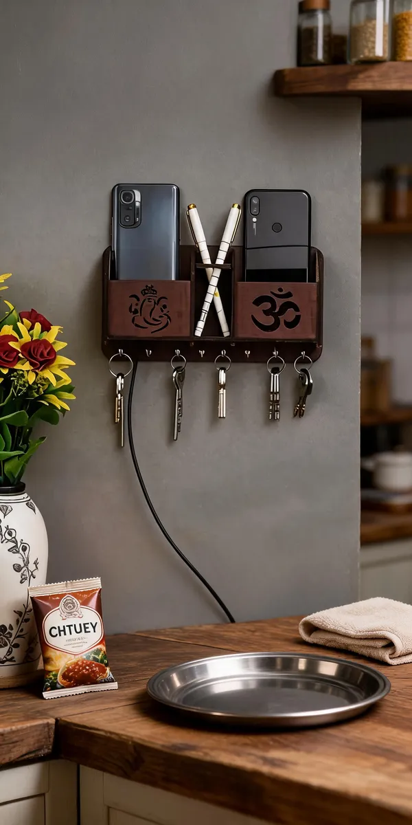 Wood_Traditional_Ganesha_Om_Wall_Mounted_Key_Holder_Mobile_Stand