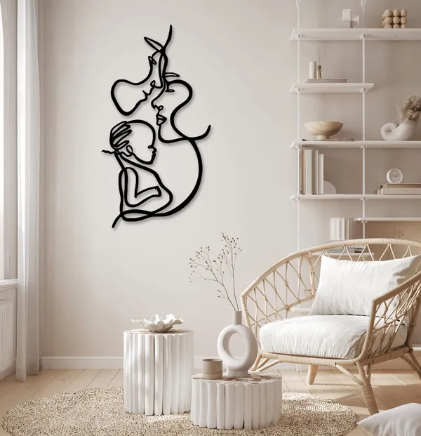 Metal_Minimalist_Mother_Child_Line_Art_Wall_Decor