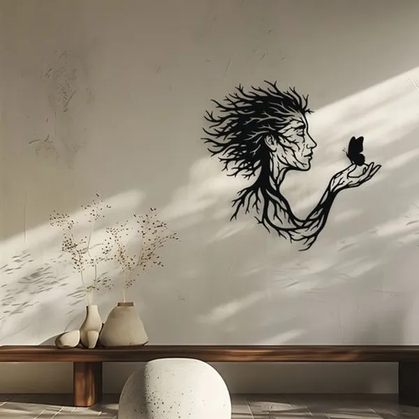 Metal_Contemporary_Woman_Nature_Silhouette_Wall_Art