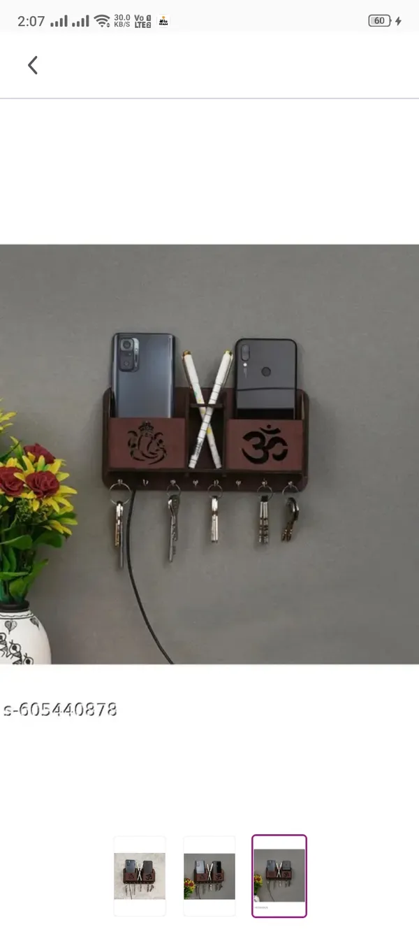 Wood_Traditional_Ganesha_Om_Wall_Mounted_Key_Holder_Mobile_Stand