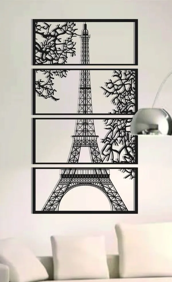 Metal_Modern_Eiffel_Tower_Silhouette_4_Panel_Wall_Art